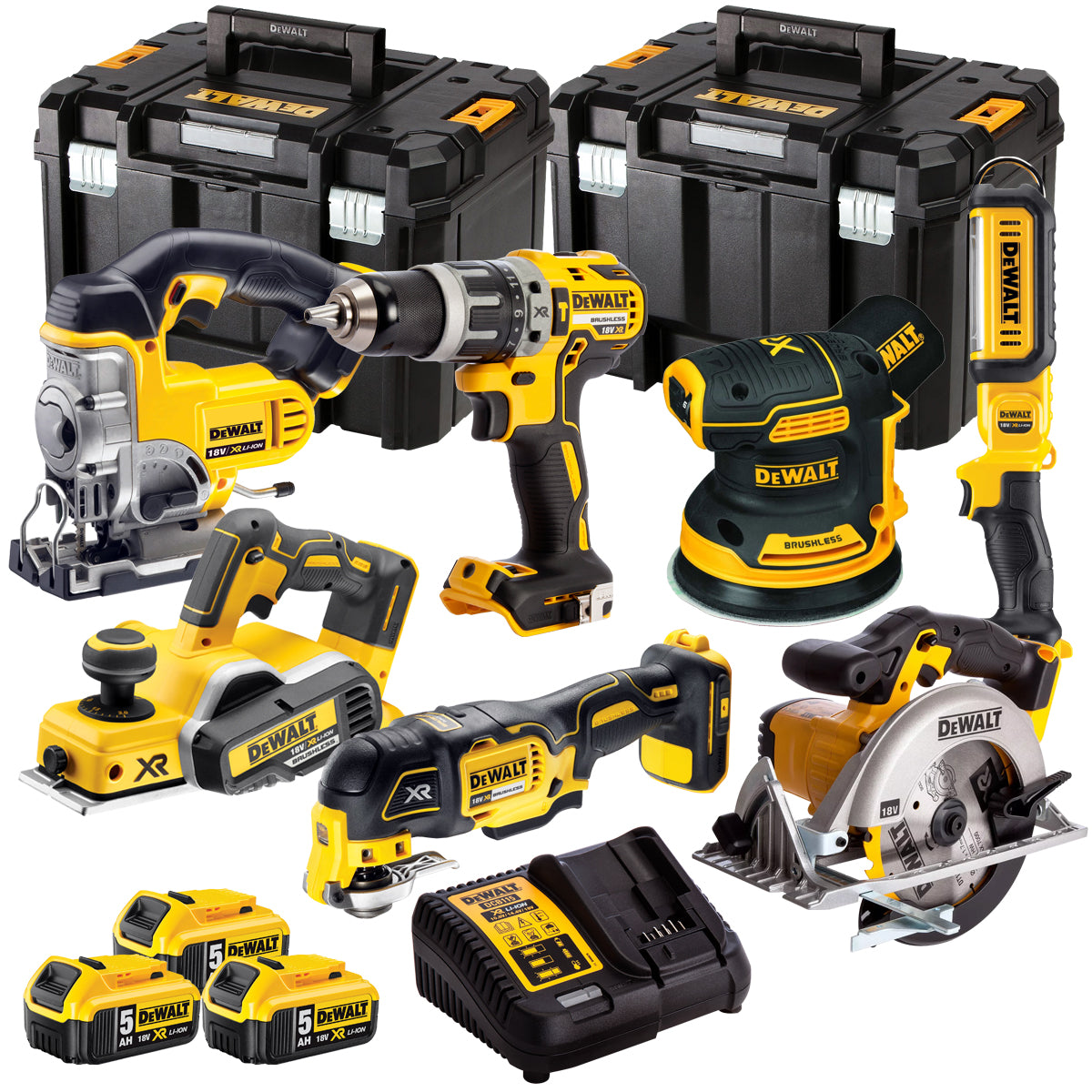 18V 7 Piece Power Tool Kit with 3 x 5.0Ah Batteries T4TKIT-445-Kikonat