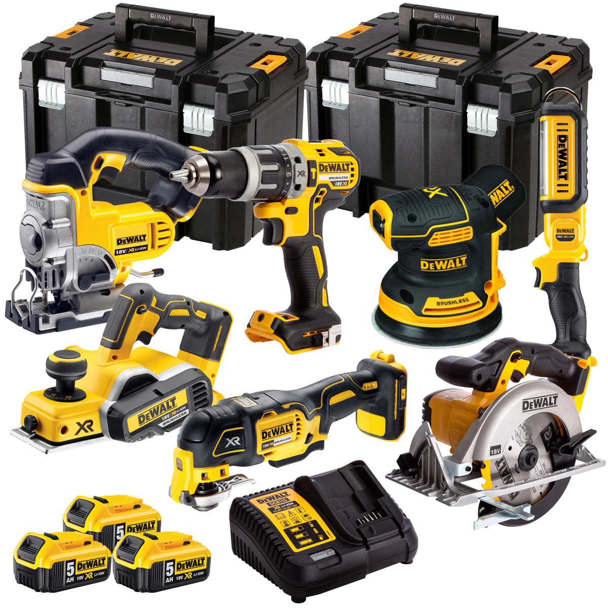 18V 7 Piece Power Tool Kit with 3 x 5.0Ah Batteries T4TKIT-445-Kikonat