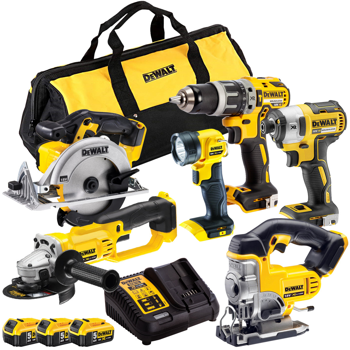 18V 6 Piece Cordless Power Tool Kit with 3 x 5.0Ah Batteries T4TKIT-833-Kikonat