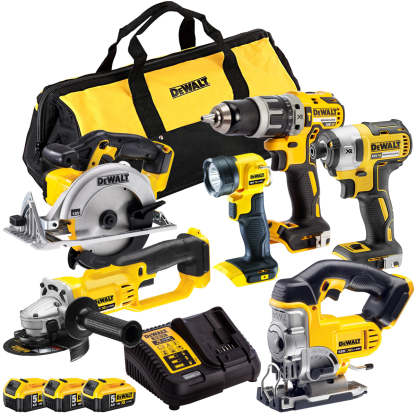 18V 6 Piece Cordless Power Tool Kit with 3 x 5.0Ah Batteries T4TKIT-833-Kikonat