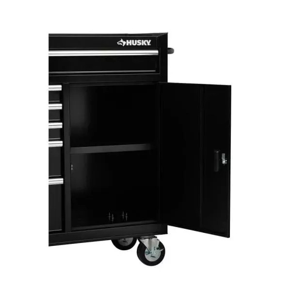 61 IN. W 10-DRAWER 1-DOOR COMBINATION TOOL CHEST AND ROLLING CABINET SET IN GLOSS BLACK-Kikonat