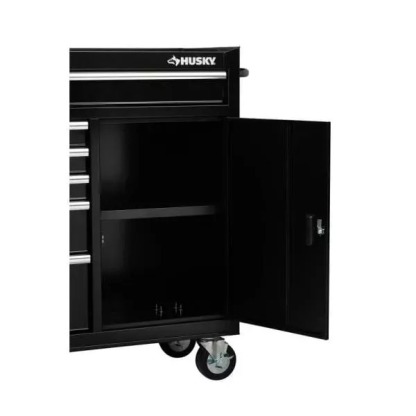 61 IN. W 10-DRAWER 1-DOOR COMBINATION TOOL CHEST AND ROLLING CABINET SET IN GLOSS BLACK-Kikonat
