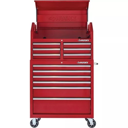 36 IN. W 12-DRAWER COMBINATION TOOL CHEST AND CABINET COMBO IN GLOSS RED-Kikonat