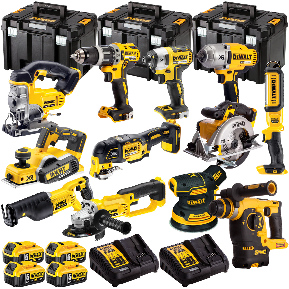18V 12 Piece Power Tool Kit with 4 x 5.0Ah Batteries T4TKIT-486-Kikonat