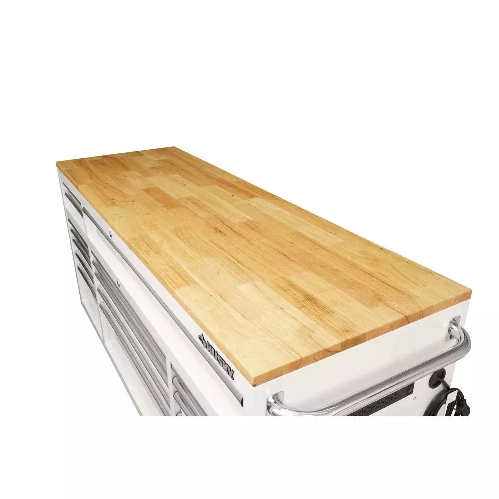 72 IN. 18-DRAWER MOBILE WORKBENCH WITH SOLID WOOD TOP, BLACK-Kikonat