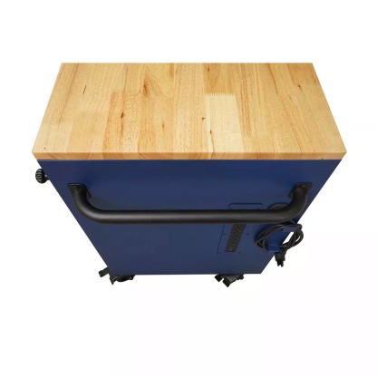 HEAVY-DUTY 52 IN. 9-DRAWER MOBILE WORKBENCH WITH ADJUSTABLE-HEIGHT SOLID WOOD TOP IN MATTE BLUE-Kikonat