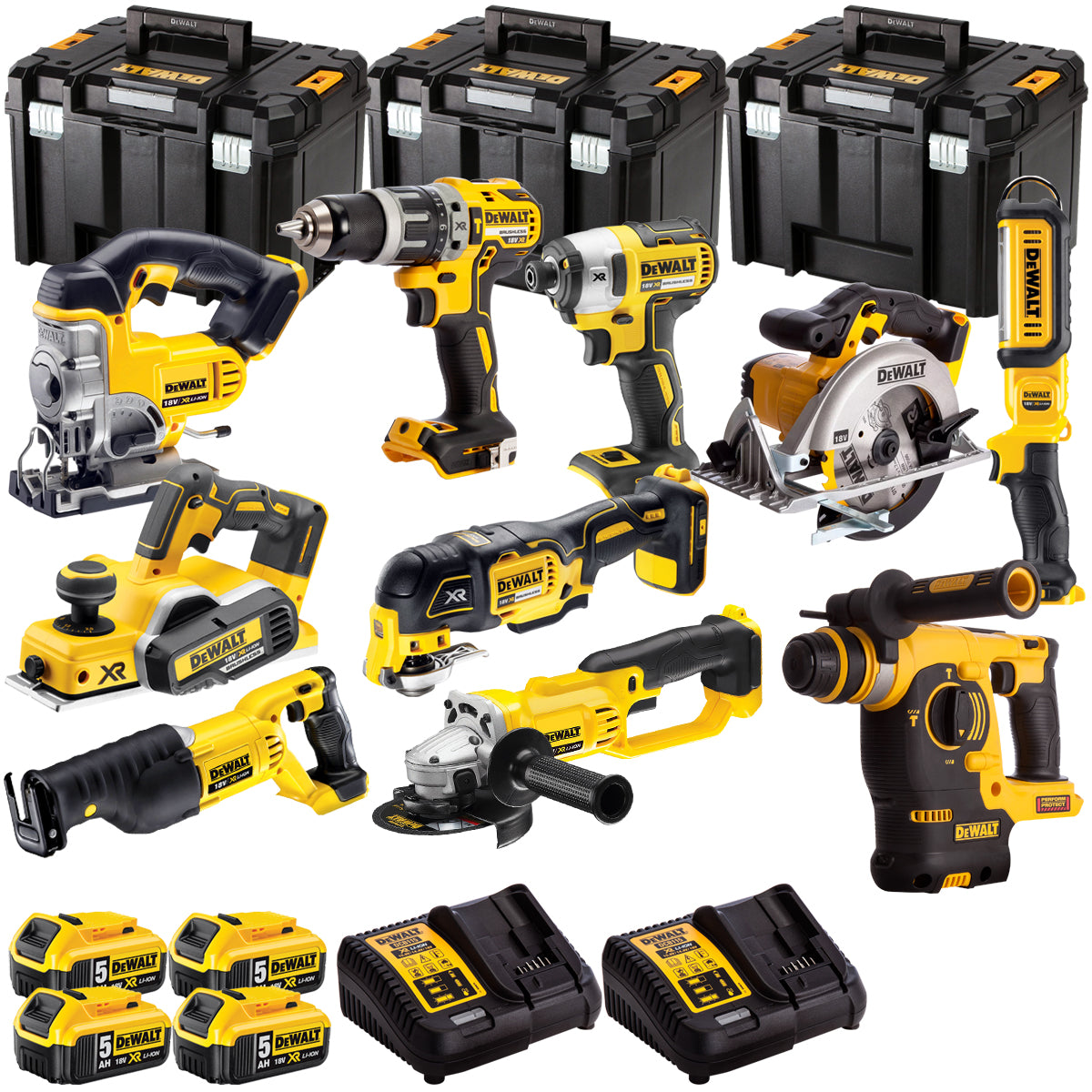 18V 10 Piece Power Tool Kit with 4 x 5.0Ah Batteries T4TKIT-493-Kikonat