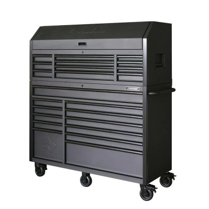56 in. W 23-Drawer, Deep Combination Tool Chest and Rolling Cabinet Set in Matte Black-Kikonat