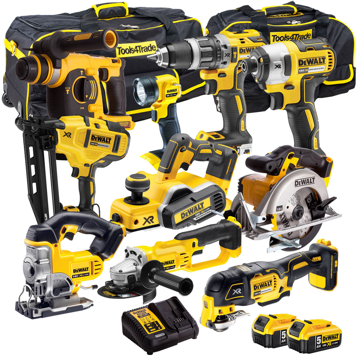 18V 10 Piece Power Tool Kit with 2 x 5.0Ah Batteries T4TKIT-925-Kikonat