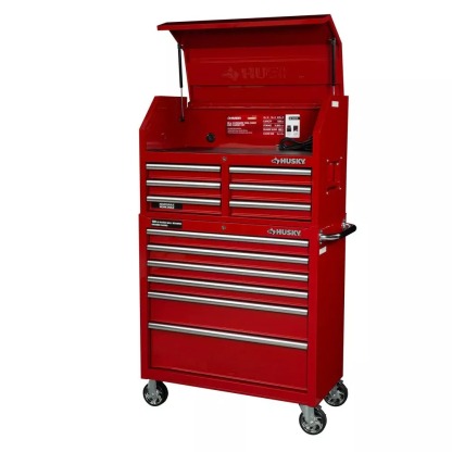 36 IN. W 12-DRAWER COMBINATION TOOL CHEST AND CABINET COMBO IN GLOSS RED-Kikonat