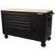 56 IN. W 5-DRAWER 1-DOOR, DEEP TOOL CHEST MOBILE WORKBENCH IN GLOSS BLACK WITH HARDWOOD TOP-Kikonat