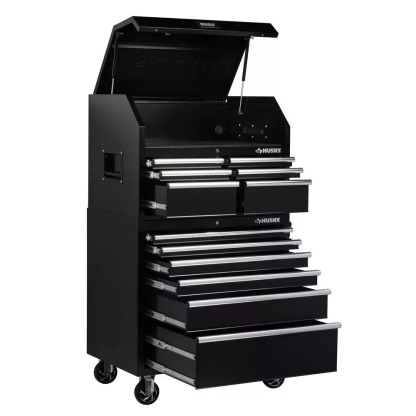 36 IN. W 12-DRAWER, DEEP COMBINATION TOOL CHEST AND CABINET SET IN GLOSS BLACK-Kikonat