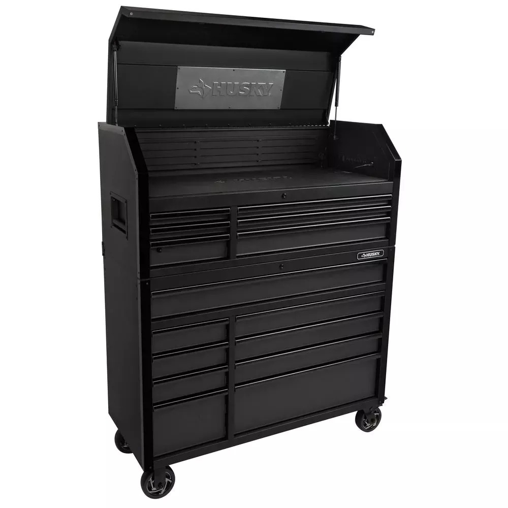INDUSTRIAL 52 IN. W X 21.5 IN. D 6-DRAWER TOOL CHEST WITH PULL-OUT WORK SURFACE AND LED LIGHT IN MATTE BLACK-Kikonat