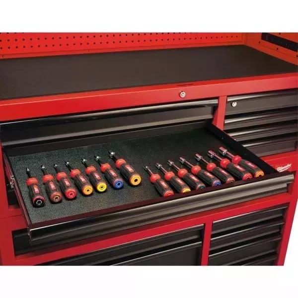 46 IN. 16-DRAWER STEEL TOOL CHEST AND ROLLING CABINET SET, TEXTURED RED AND BLACK MATTE-Kikonat