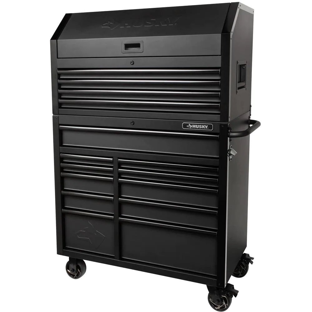Industrial 41 in. W x 21.5 in. D 15-Drawer Tool Chest and Cabinet Combo in Matte Black-Kikonat