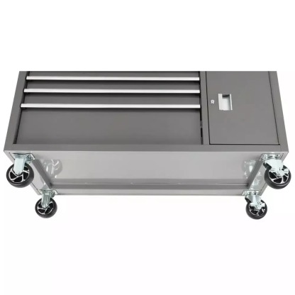 56 IN. W 5-DRAWER 1-DOOR, DEEP TOOL CHEST MOBILE WORKBENCH IN GLOSS GRAY WITH HARDWOOD TOP-Kikonat