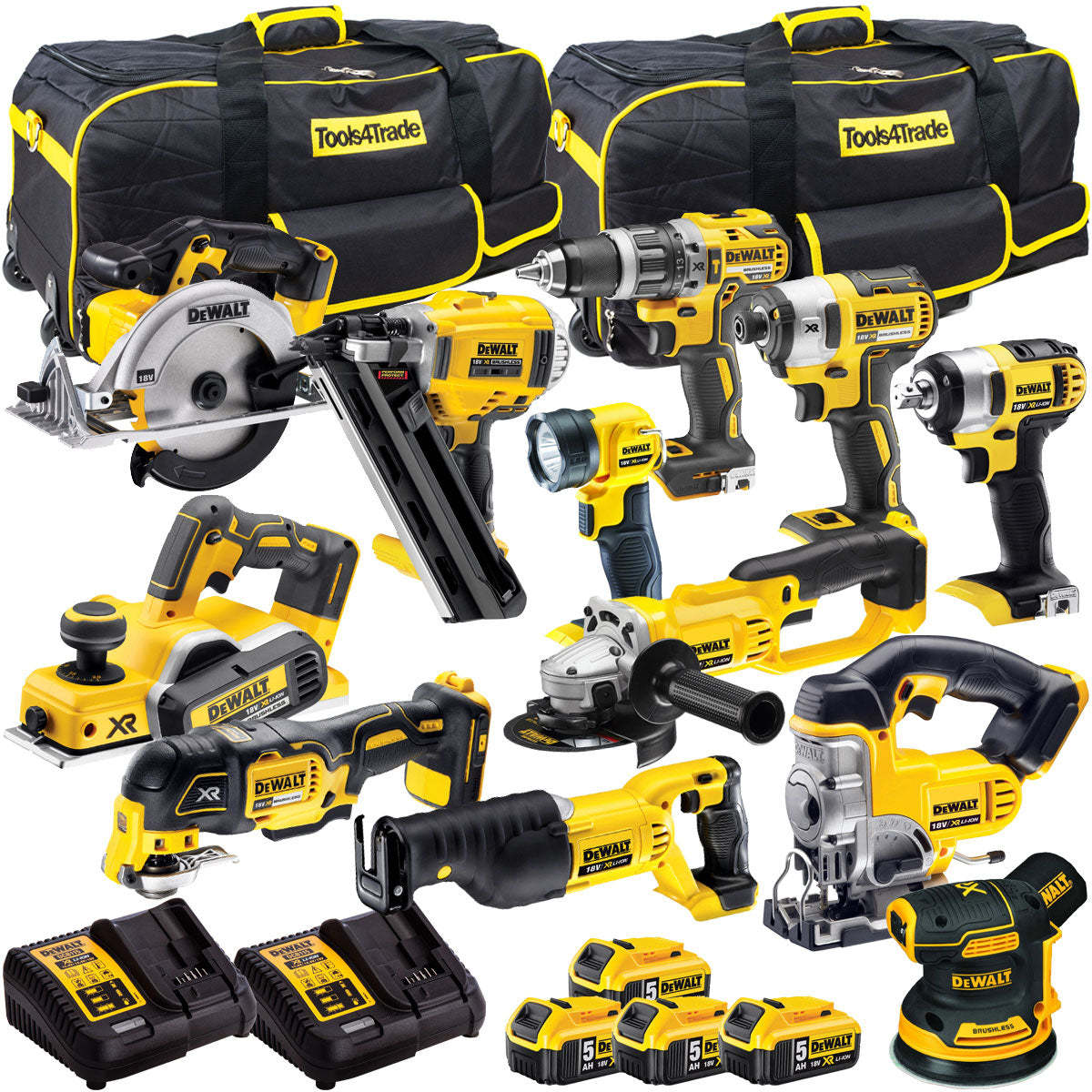18V 12 Piece Power Tool Kit with 4 x 5.0Ah Batteries T4TKIT-875-Kikonat