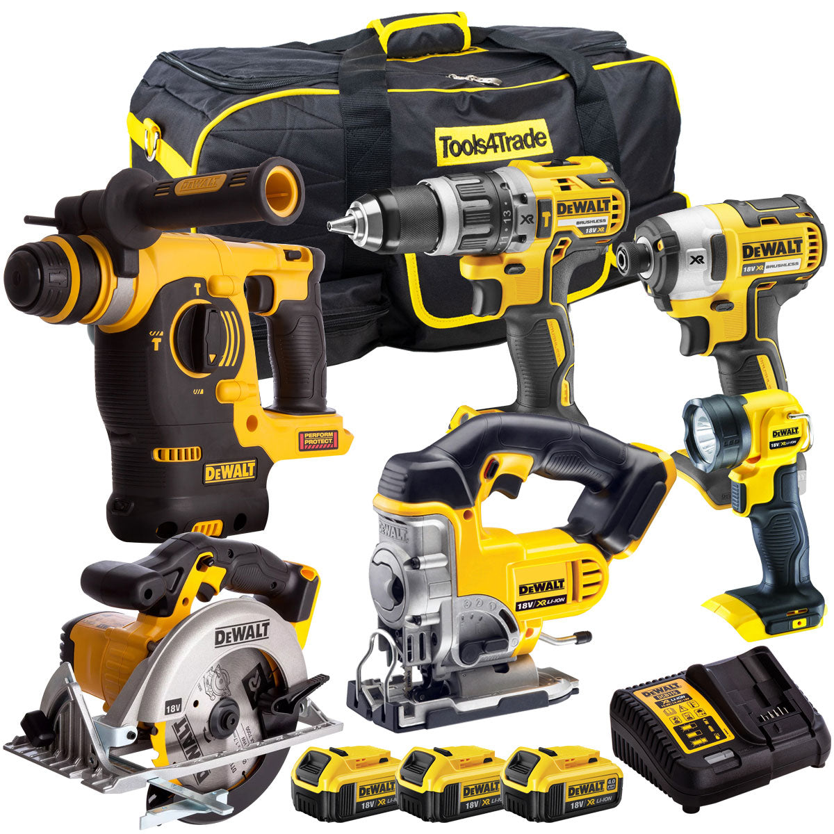 DCK699M3TB 18V 6 Piece Combo Kit with 3 x 4.0Ah Batteries Charger & Bag-Kikonat