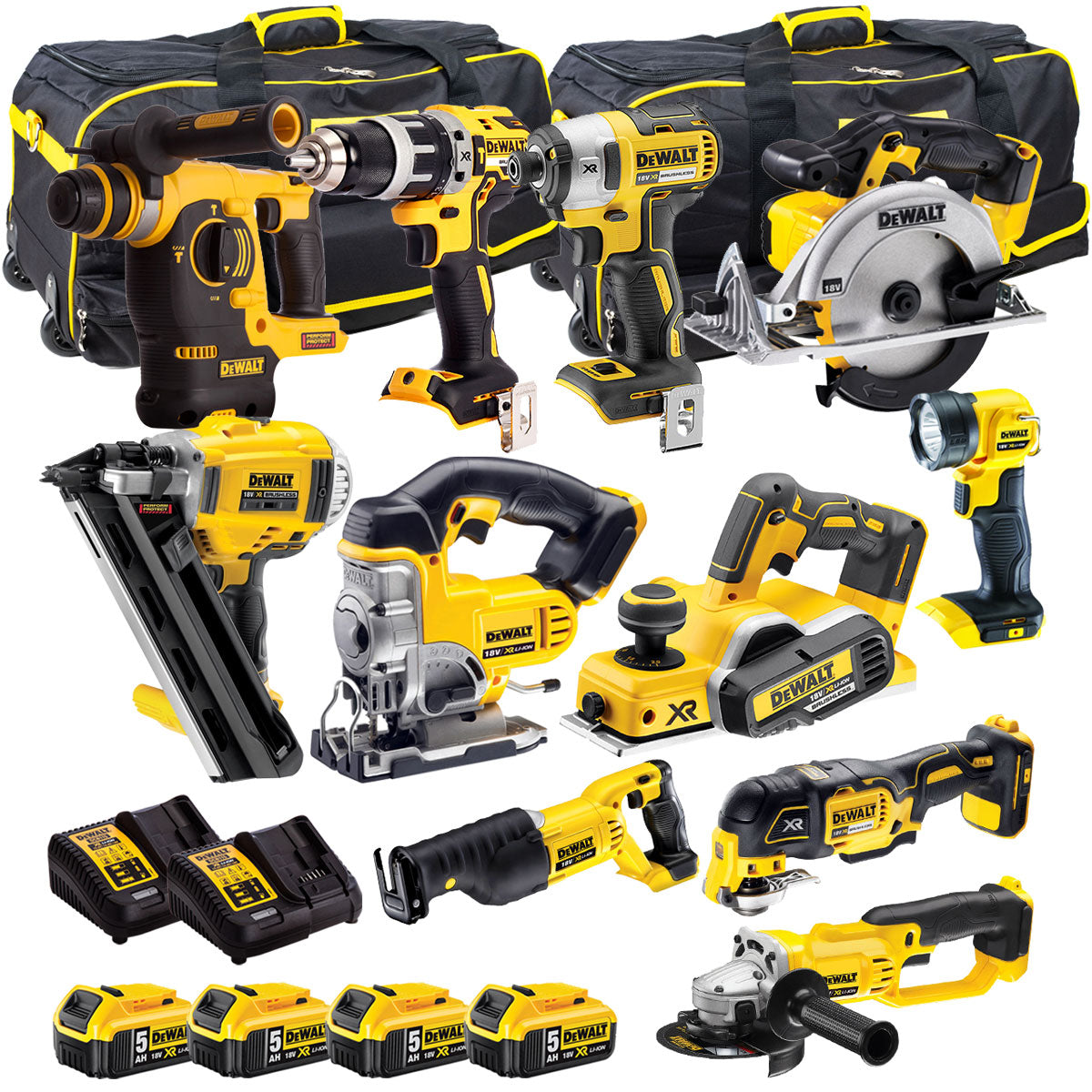 18V 11 Piece Power Tool Kit with 4 x 5.0Ah Batteries T4TKIT-993-Kikonat
