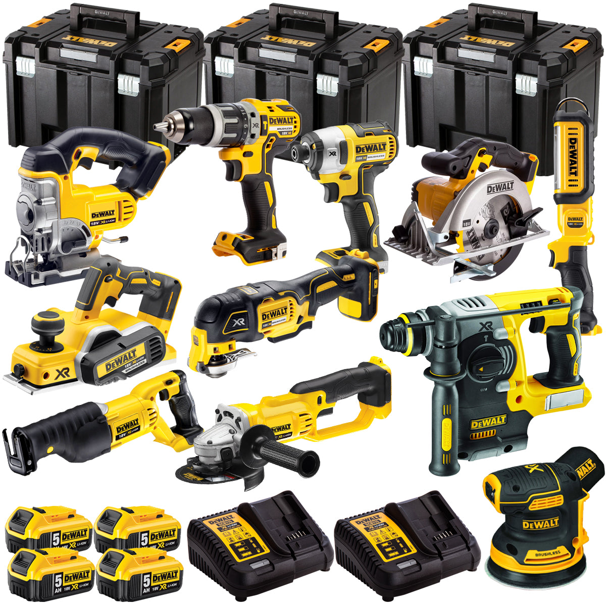 18V 11 Piece Power Tool Kit with 4 x 5.0Ah Batteries T4TKIT-489-Kikonat