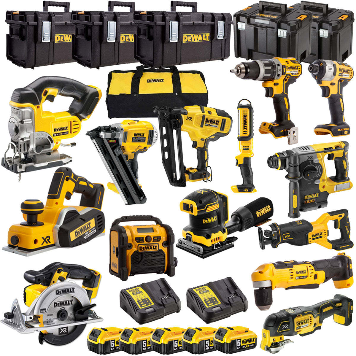 18V 14 Piece Power Tool Kit with 5 x 5.0Ah Batteries DEWKIT13-Kikonat
