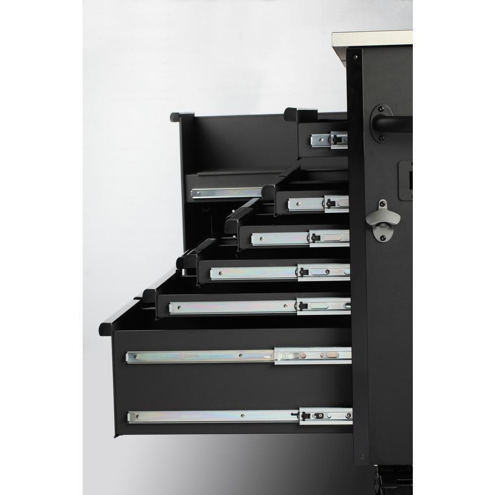63 in. W 11-Drawer, Deep Tool Chest Mobile Workbench in Matte Black with Flip-Top Stainless Steel Top-Kikonat
