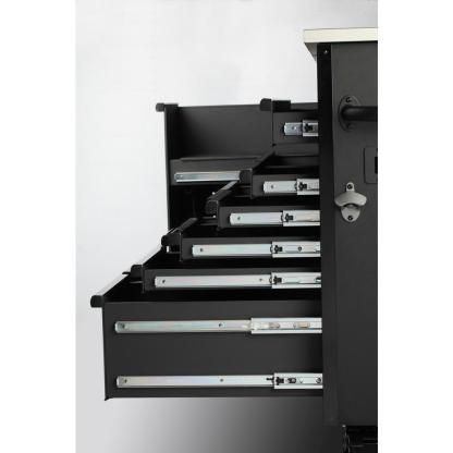 63 in. W 11-Drawer, Deep Tool Chest Mobile Workbench in Matte Black with Flip-Top Stainless Steel Top-Kikonat