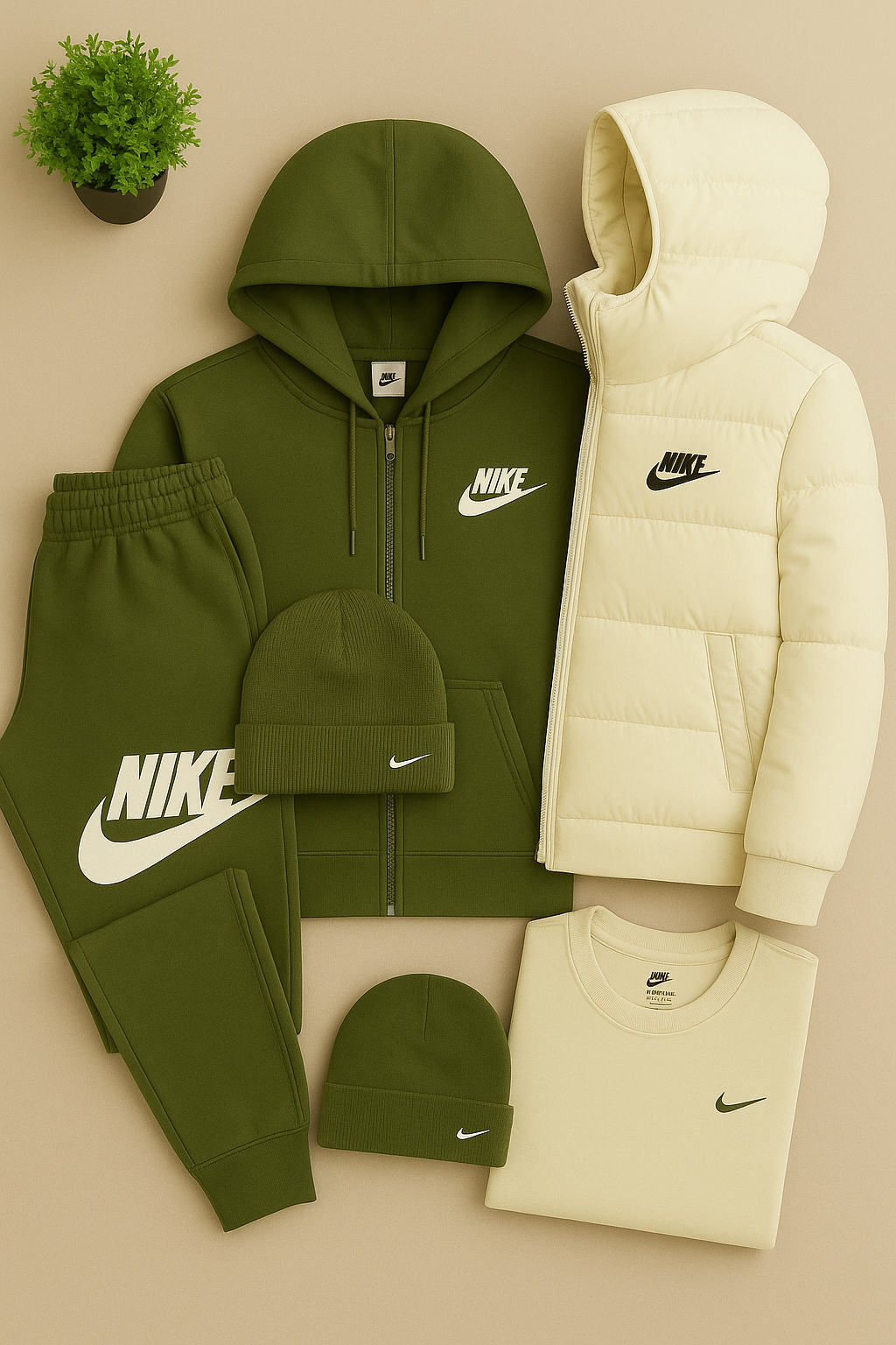 NK Winter Set - Puffer Jacket, Hoodie, Pants &amp; Beanie-Kikonat