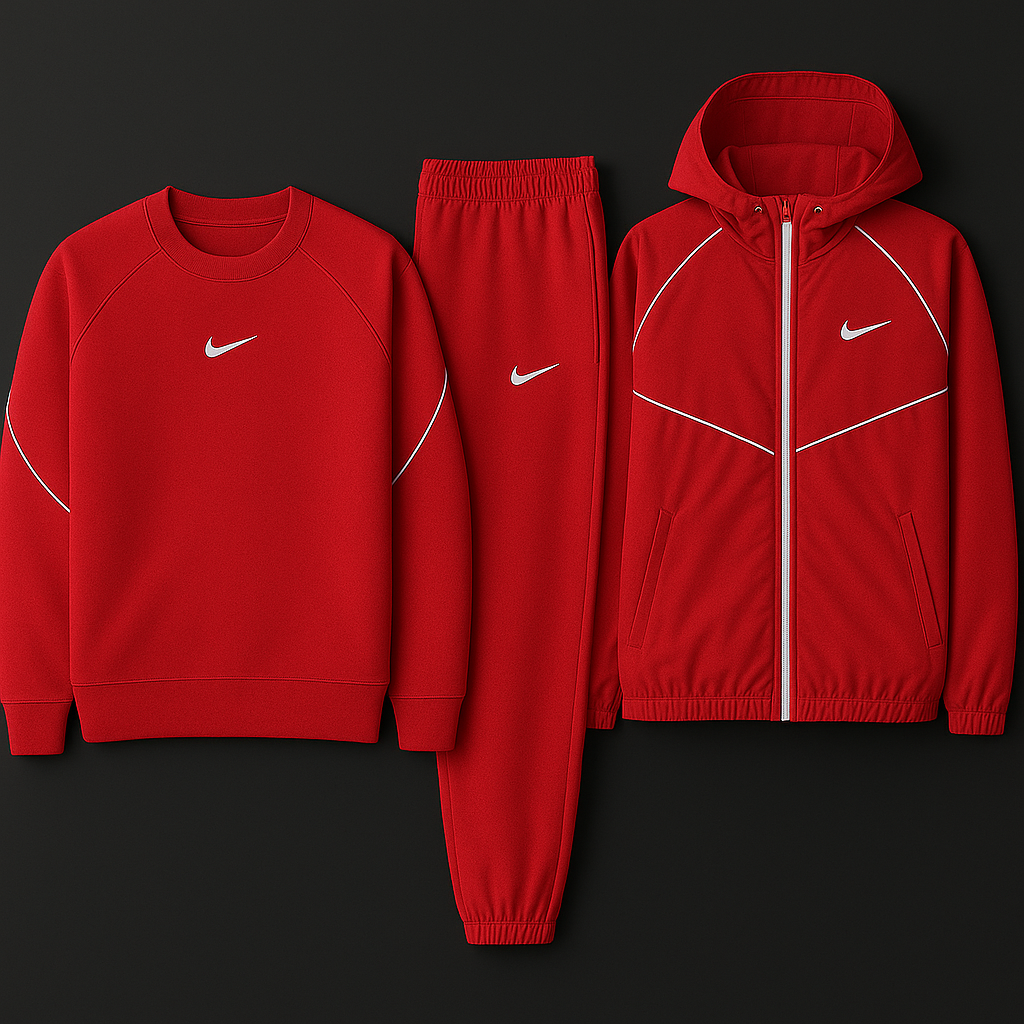 NK™ Complete Set - Sweatshirt, Pants and Windproof Hooded Jacket-Kikonat