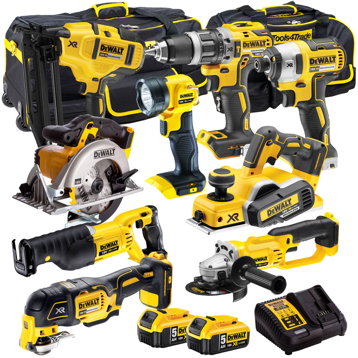 18V 9 Piece Power Tool Kit with 2 x 5.0Ah Batteries T4TKIT-922-Kikonat