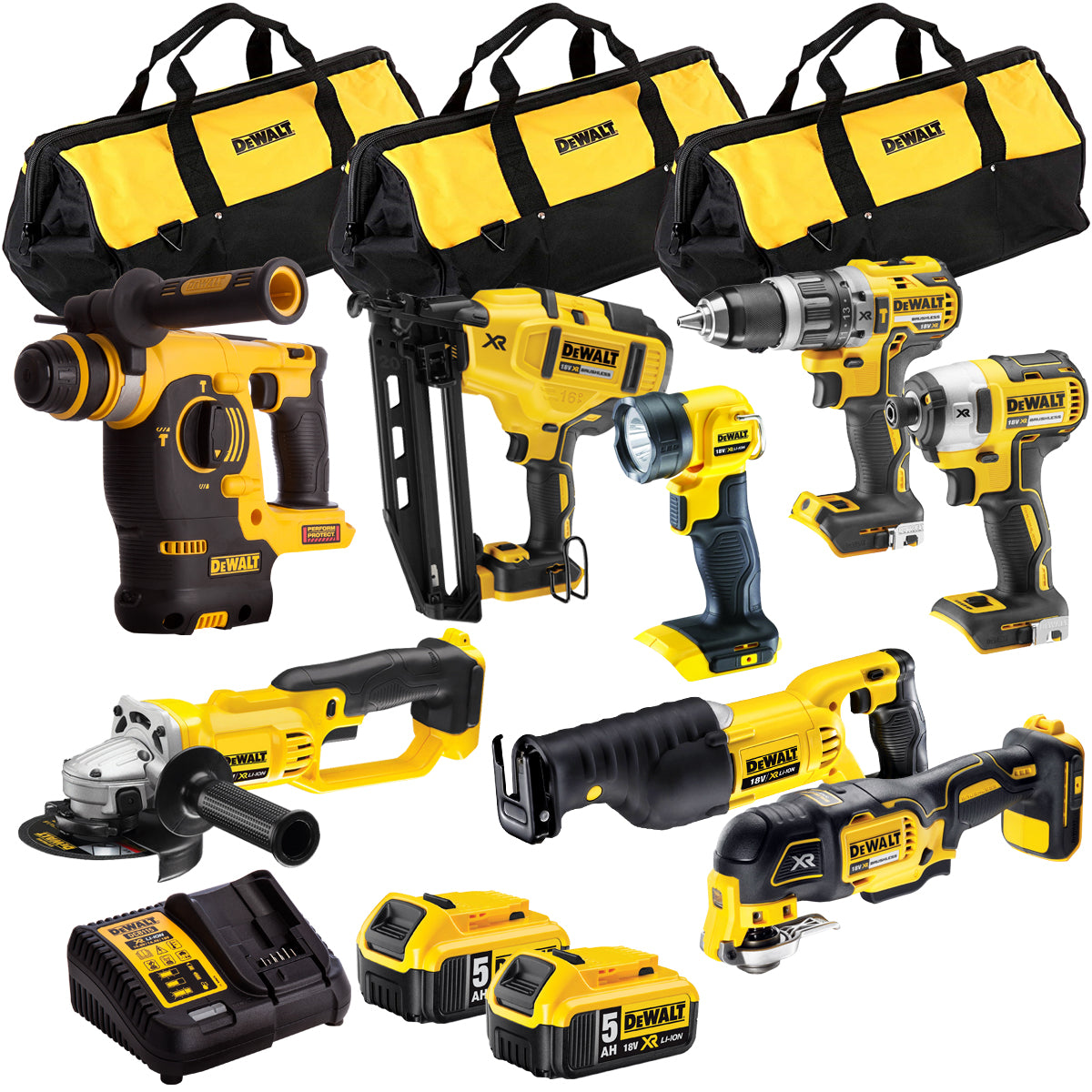 18V 8 Piece Power Tool Kit with 2 x 5.0Ah Batteries T4TKIT-868-Kikonat