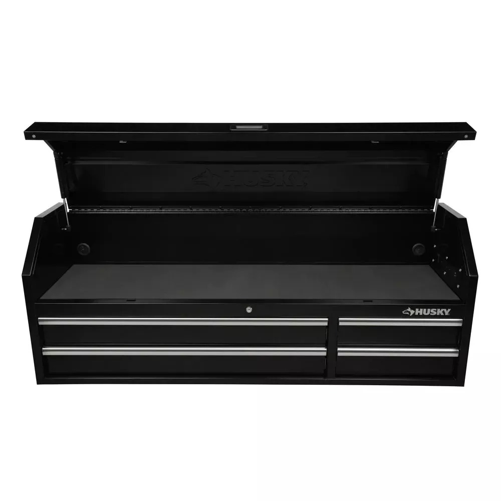 61 IN. W X 15.8 IN. D 4-DRAWER TOOL CHEST WITH POWER STRIP IN BLACK-Kikonat