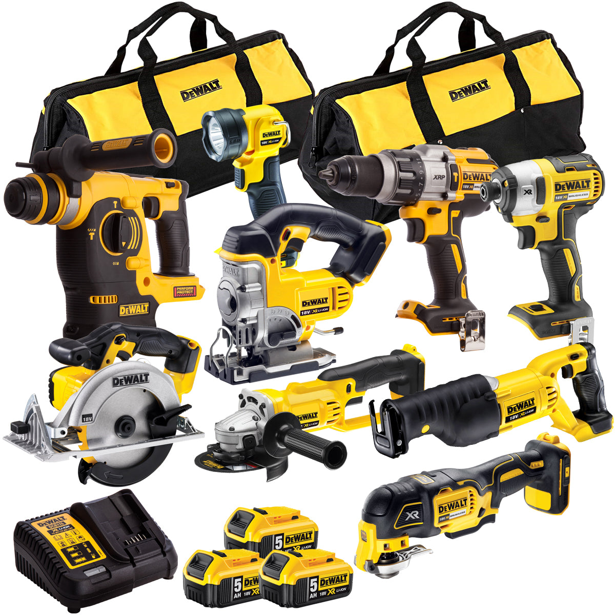 18V 9 Piece Power Tool Kit with 3 x 5.0Ah Batteries T4TKIT-847-Kikonat