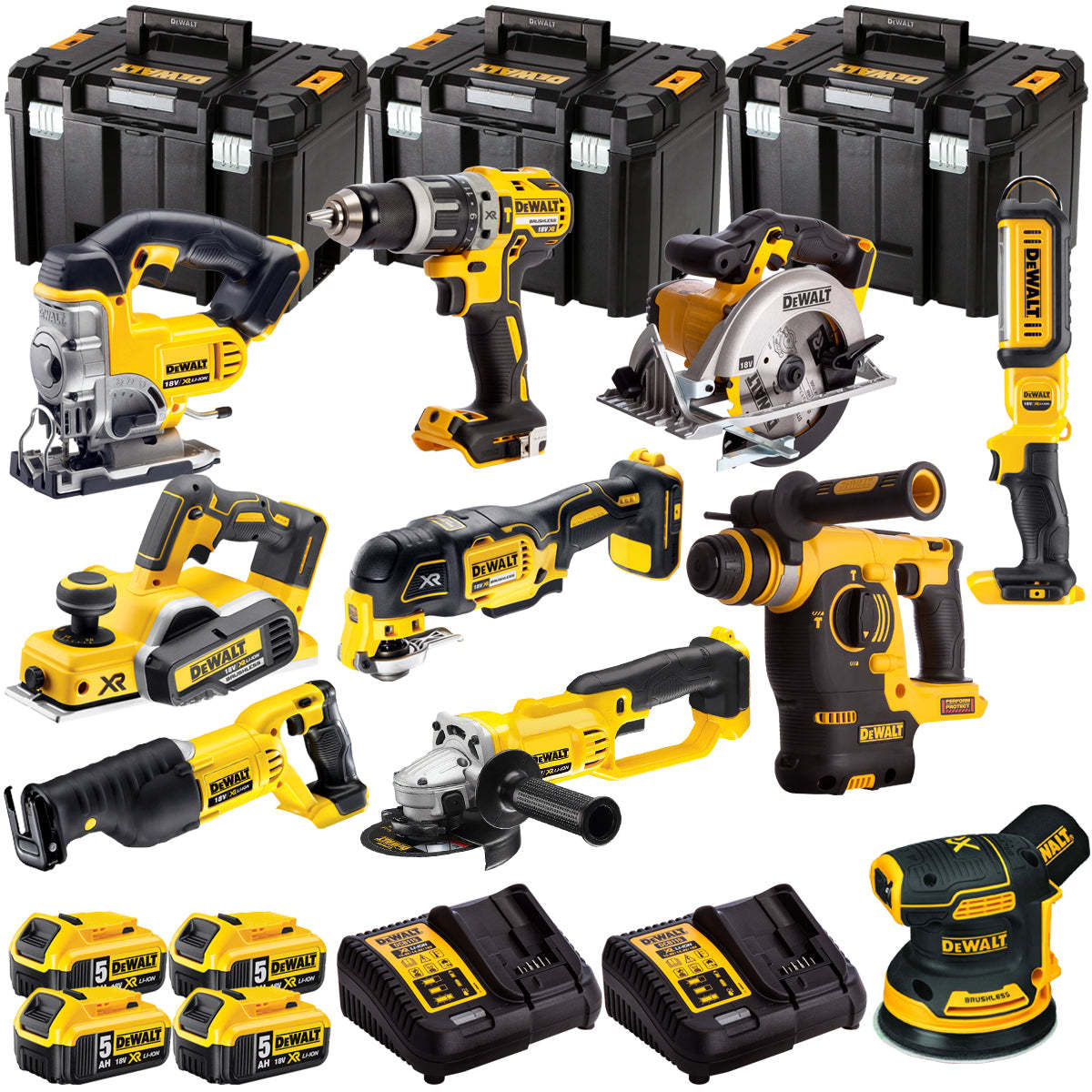 18V 10 Piece Power Tool Kit with 4 x 5.0Ah Batteries T4TKIT-497-Kikonat
