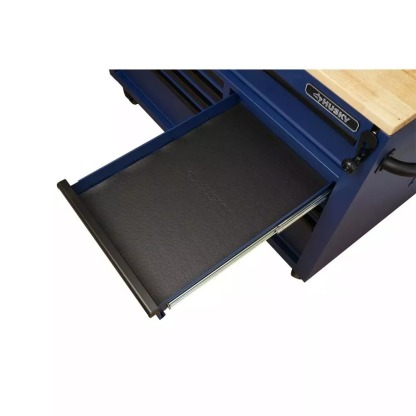 HEAVY-DUTY 52 IN. 9-DRAWER MOBILE WORKBENCH WITH ADJUSTABLE-HEIGHT SOLID WOOD TOP IN MATTE BLUE-Kikonat