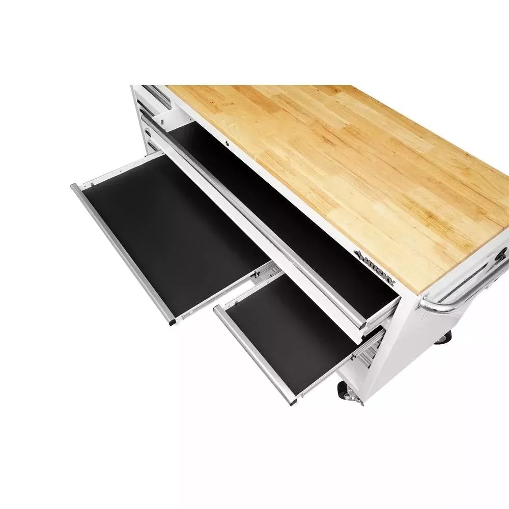 72 IN. 18-DRAWER MOBILE WORKBENCH WITH SOLID WOOD TOP, BLACK-Kikonat