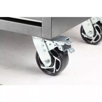 61 IN. W 10-DRAWER, DEEP TOOL CHEST MOBILE WORKBENCH IN METALLIC SILVER WITH SLIDING VERTICAL BIN STORAGE DRAWER-Kikonat