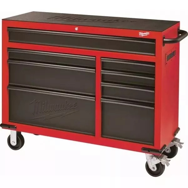 46 IN. 8-DRAWER ROLLER CABINET TOOL CHEST IN RED/BLACK TEXTURED-Kikonat