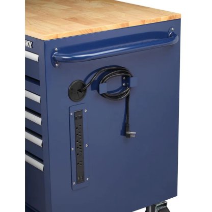 46 in. W x 24.5 in. D 9-Drawer Gloss Blue Deep Tool Chest Mobile Workbench with Hardwood Top-Kikonat