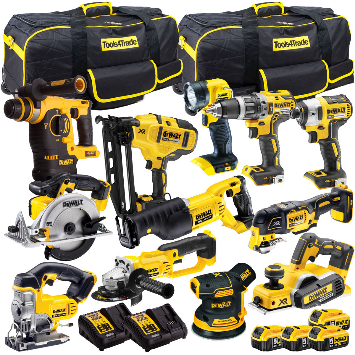 18V 12 Piece Power Tool Kit with 4 x 5.0Ah Batteries T4TKIT-848-Kikonat