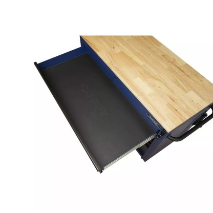 HEAVY-DUTY 52 IN. 9-DRAWER MOBILE WORKBENCH WITH ADJUSTABLE-HEIGHT SOLID WOOD TOP IN MATTE BLUE-Kikonat