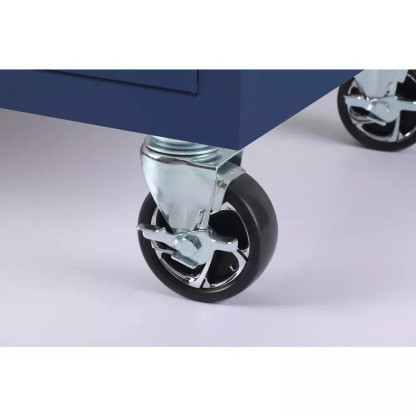 56 IN. W 5-DRAWER 1-DOOR, DEEP TOOL CHEST MOBILE WORKBENCH IN GLOSS BLUE WITH HARDWOOD TOP-Kikonat