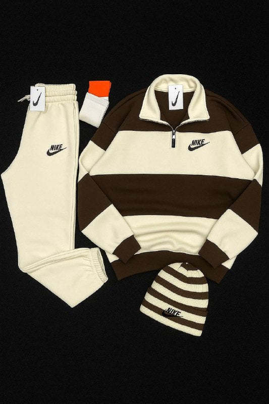 Complete Nk™ Outfit - Zip-up Sweatshirt + Pants + White Sneakers + Socks-Kikonat