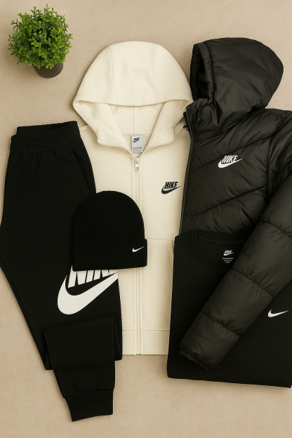 NK Winter Set - Puffer Jacket, Hoodie, Pants &amp; Beanie-Kikonat