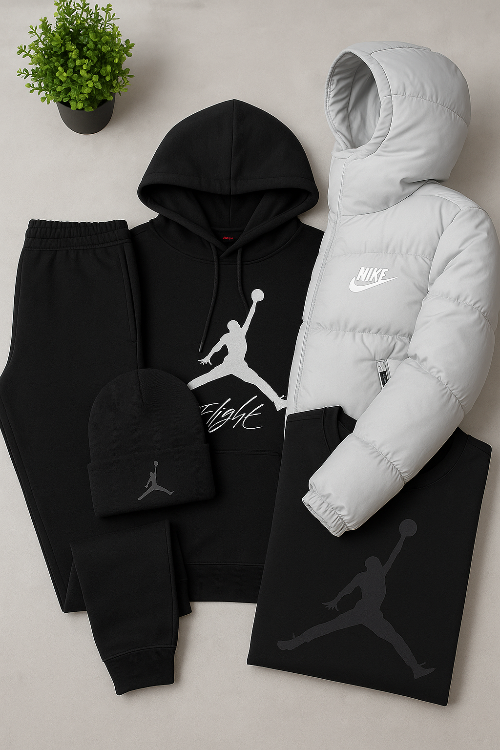 Nk™ Complete Set - Sweatshirt, Pants, Puffer Jacket &amp; T-shirt-Kikonat
