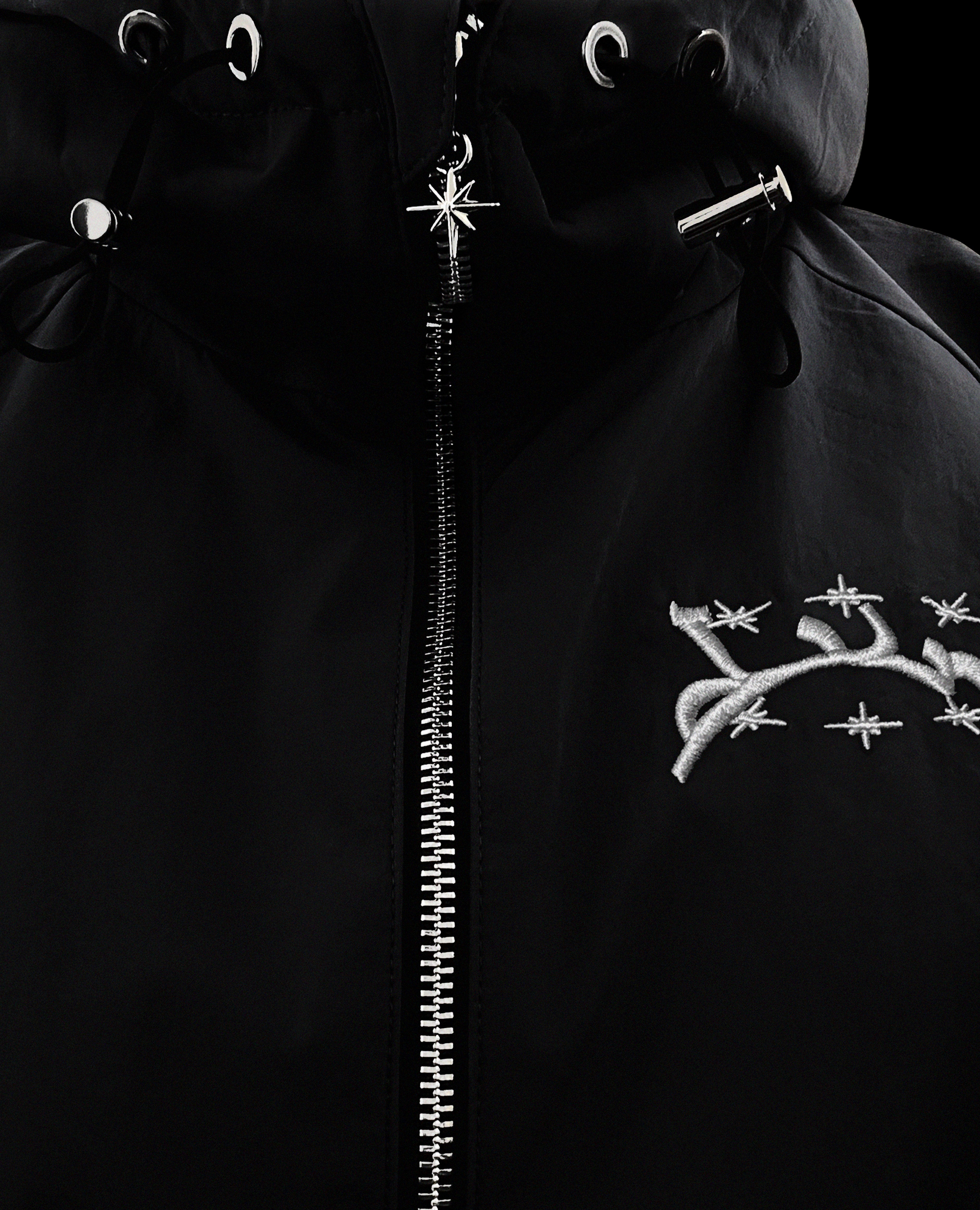BLACK WINDBREAKER JACKET-Kikonat