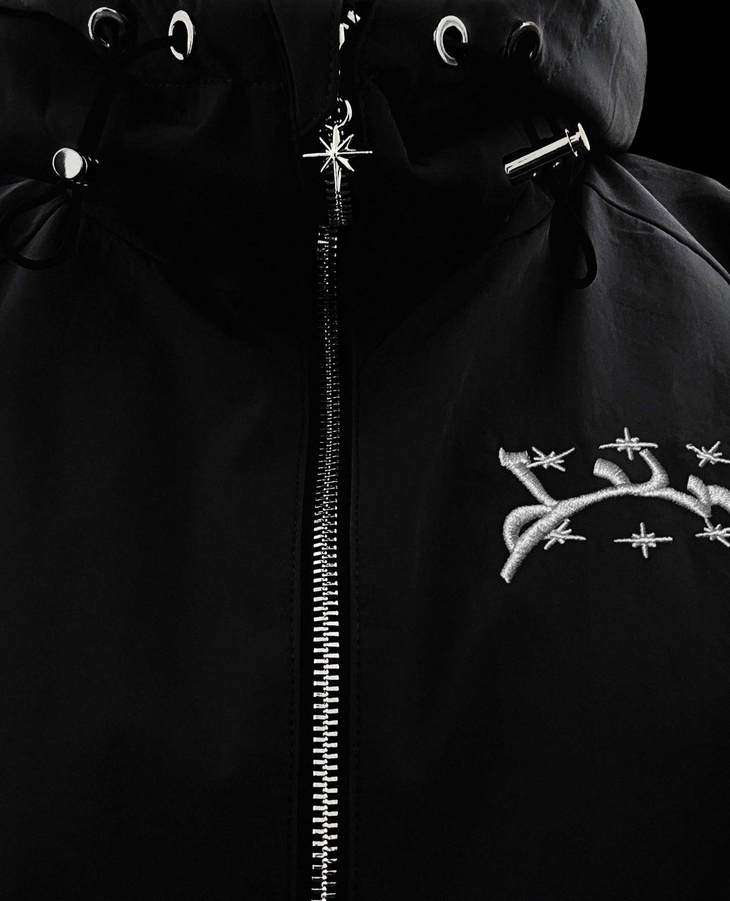 BLACK WINDBREAKER JACKET-Kikonat