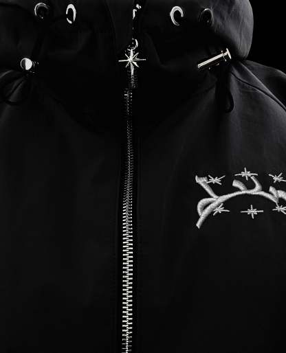 BLACK WINDBREAKER JACKET-Kikonat