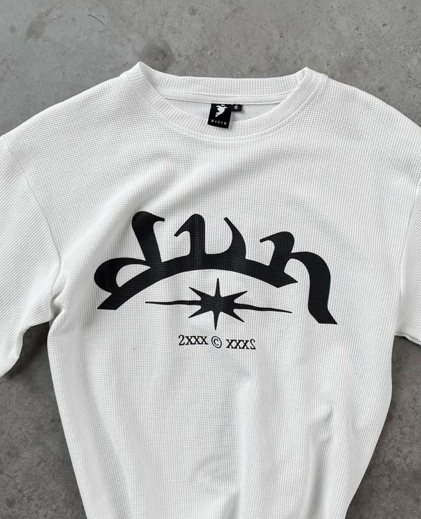 WHITE WAFFLE T-SHIRT-Kikonat