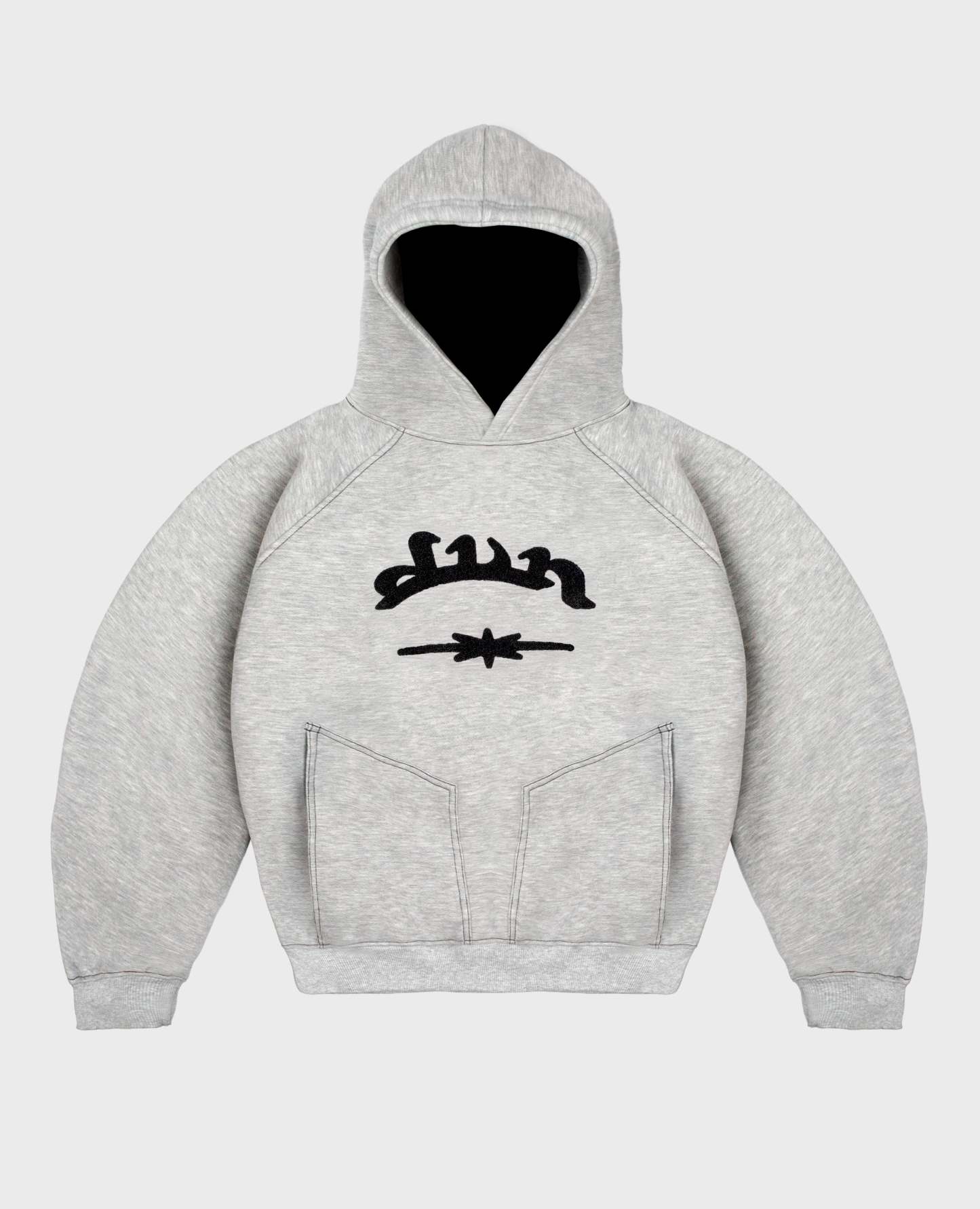MOTTLED GREY SHARP HOODIE-Kikonat